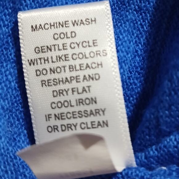 Cable & Gauge Large Royal Blue Cotton Blend Cardigan Sweater Lightweight - Picture 12 of 12